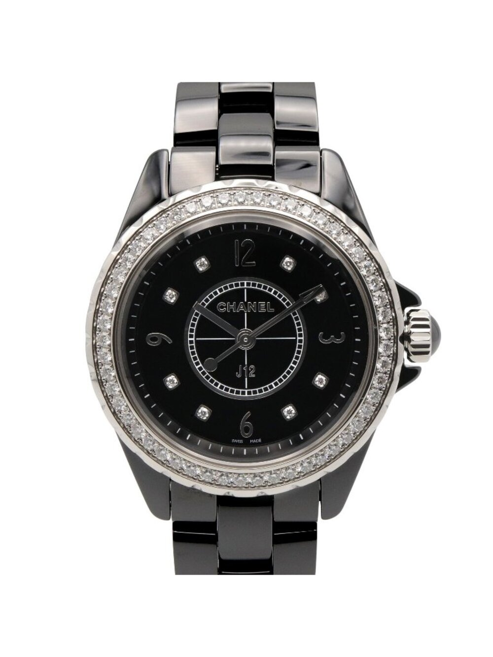 Chanel Watch Diamond Bezel Black Ceramic